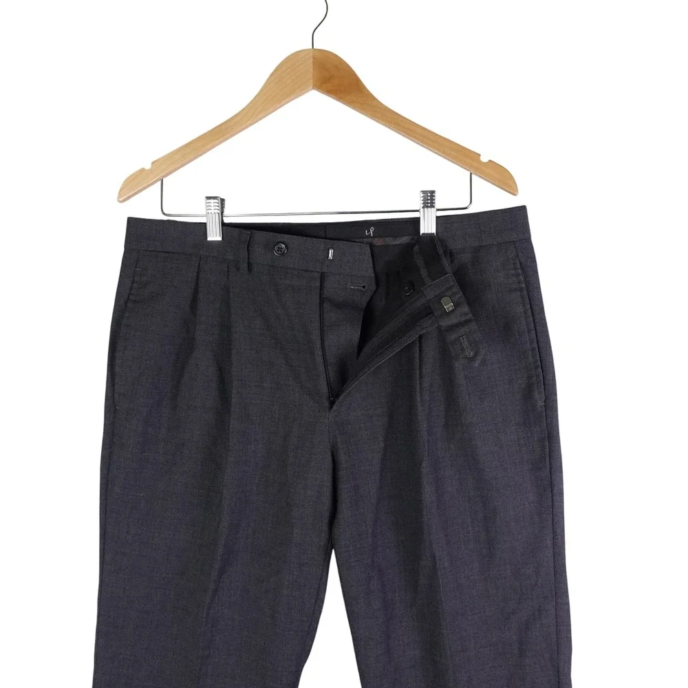 Lauren Ralph Lauren Total Comfort Charcoal Gray Pleated Dress Pants Mens 35x32